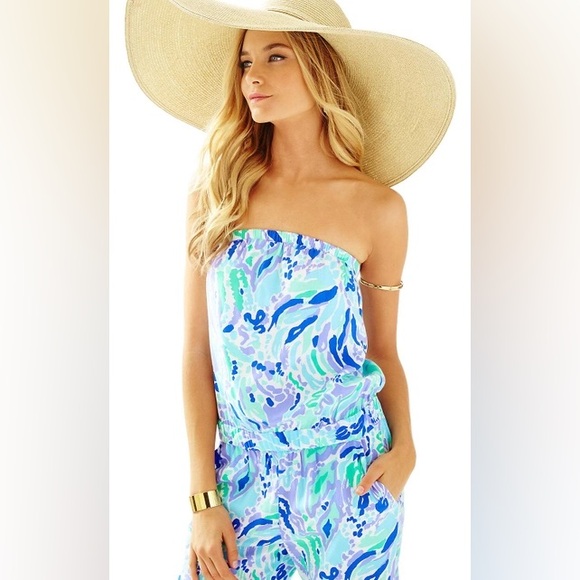 🪻 LILLY PULITZER Emiko Strapless Jumpsuit in Lilly Lilac Nice Ink. SMALL. - Picture 7 of 11